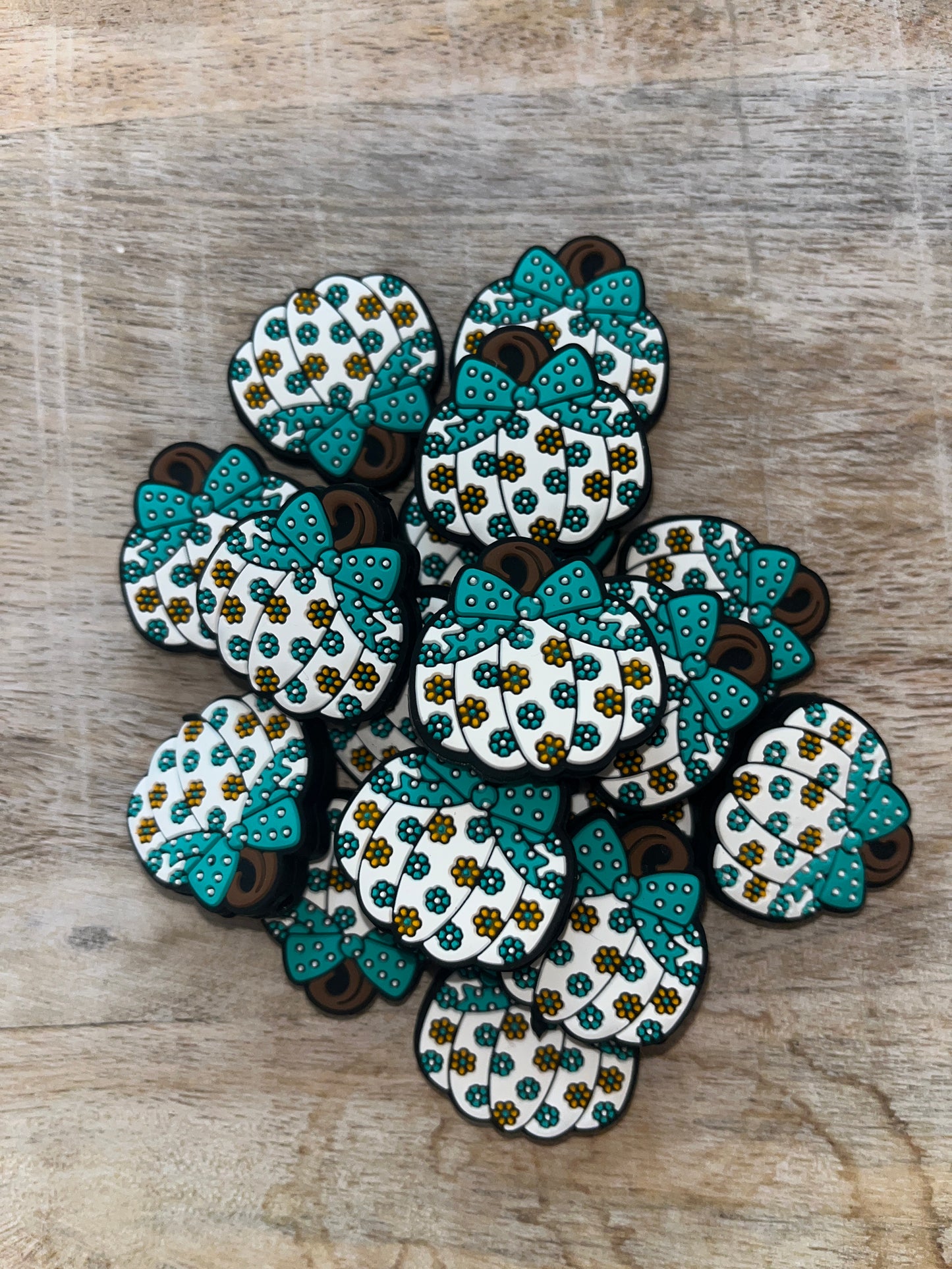 Teal Bow Pumpkin Focal