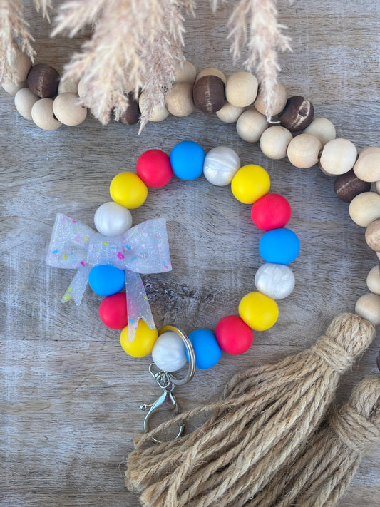 Funfetti Bow 19mm Wristlet Keychain