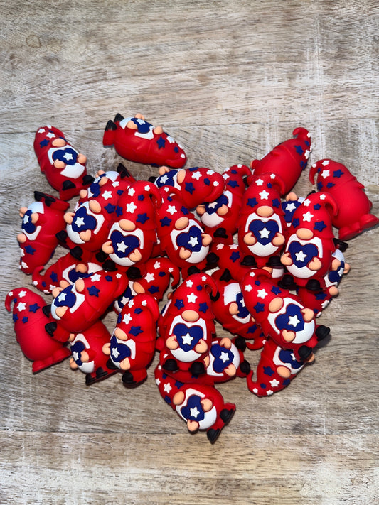 3D Red Patriotic Gnome Focal