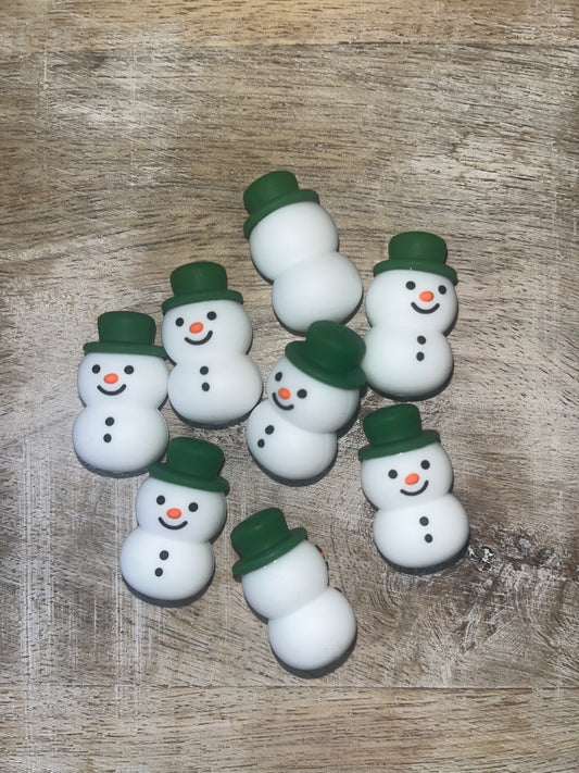 3D Green Hat Snowman Focal