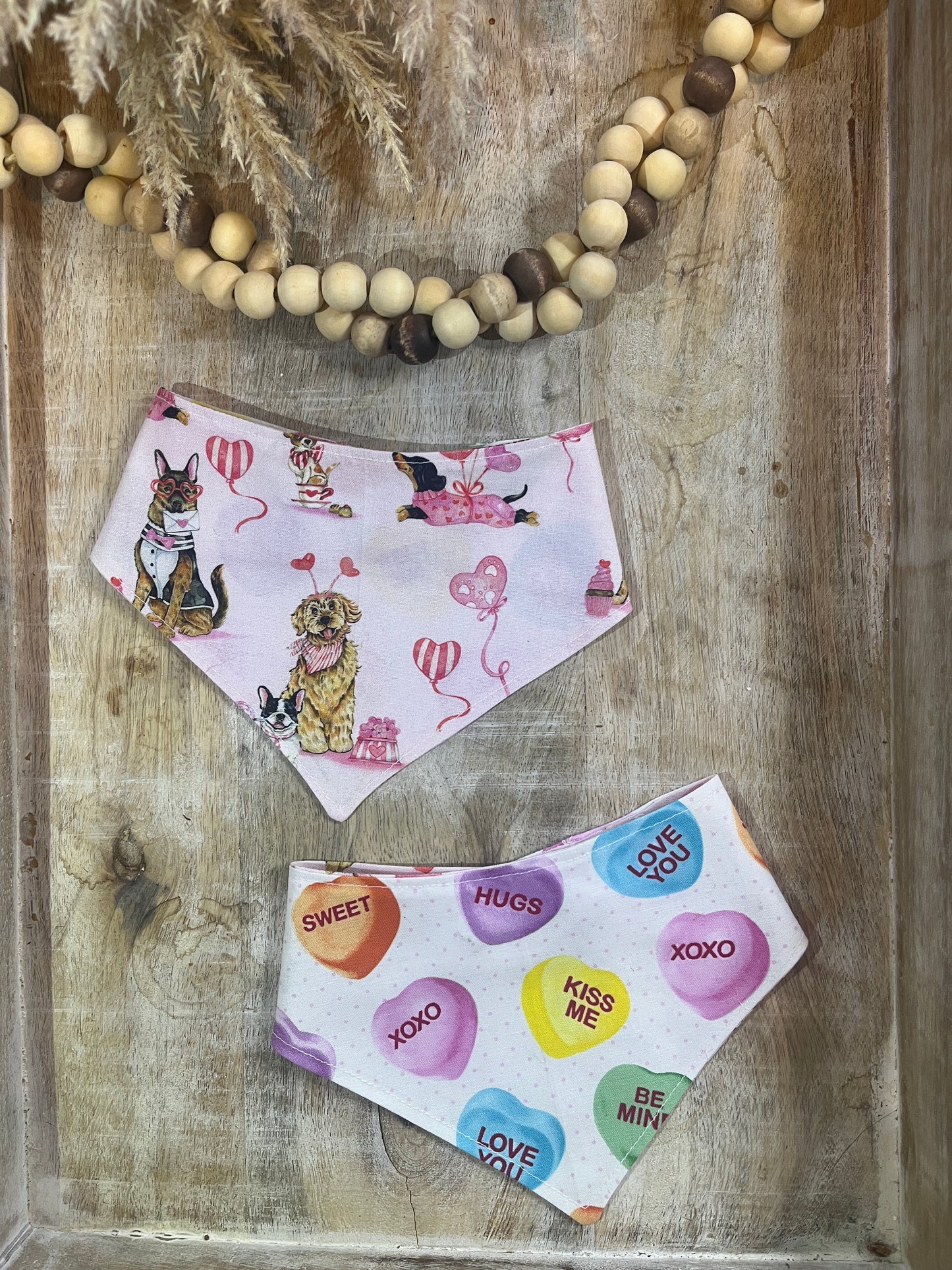 Candy Hearts Reversible Dog Bandana