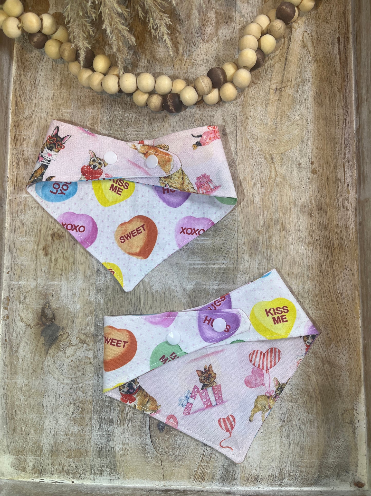 Candy Hearts Reversible Dog Bandana