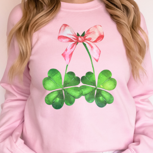 Pink Bow with Shamrocks