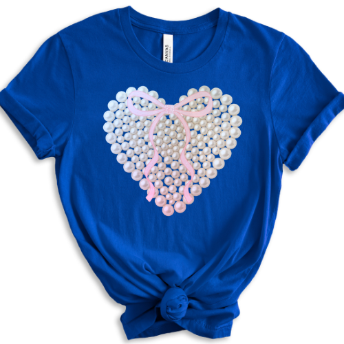 Pearl Heart with Pink Bow Print