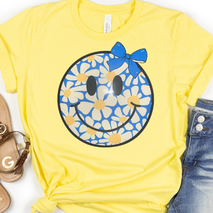 Yellow Blue Floral Smiley