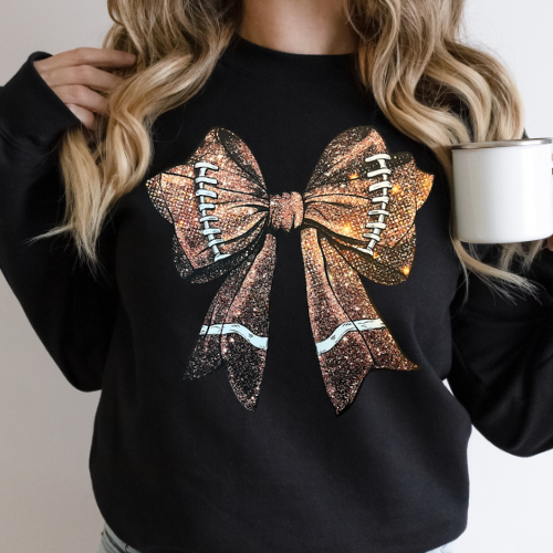 Faux Glitter Football Bow