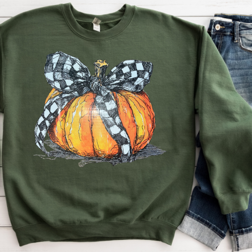 Checkered Bow Pumpkin