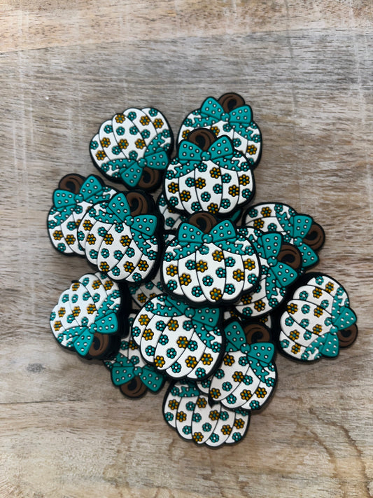 Teal Bow Pumpkin Focal