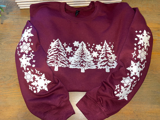 Trees w/Snowflake Sleeves - Puff Print