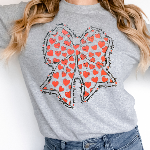 Red Heart Bow with Inspiring Words