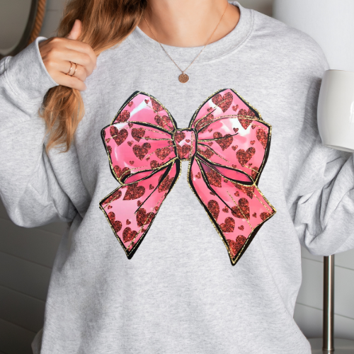 Hearts Glitter Bow