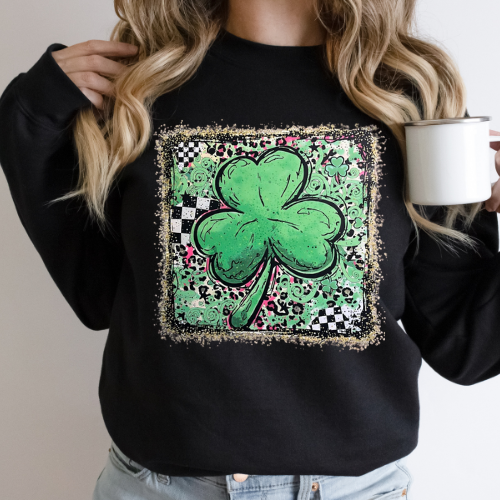 Shamrock and Gold Glitter Print