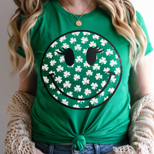 White Shamrock Smiley Print